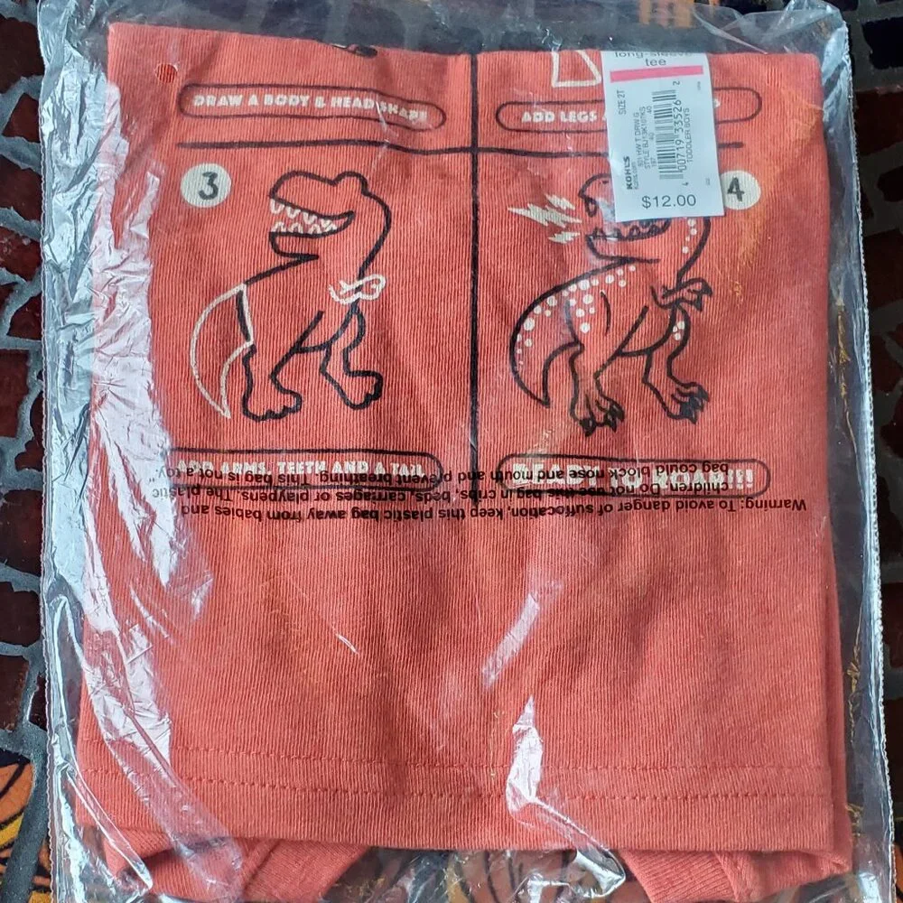 Toddler Boy Dinosaur Thermal Skater Tee by Jumping Beans Size 2T New with Tags